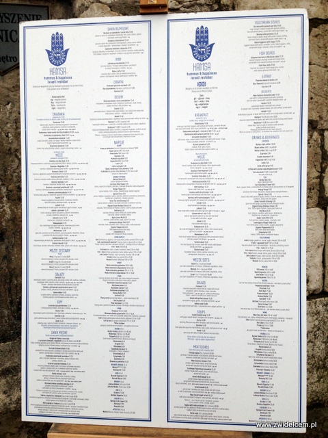 Kraków - Hamsa - Israeli - menu