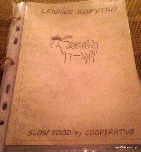 Kraków - Leniwe Kopytko - okładka menu