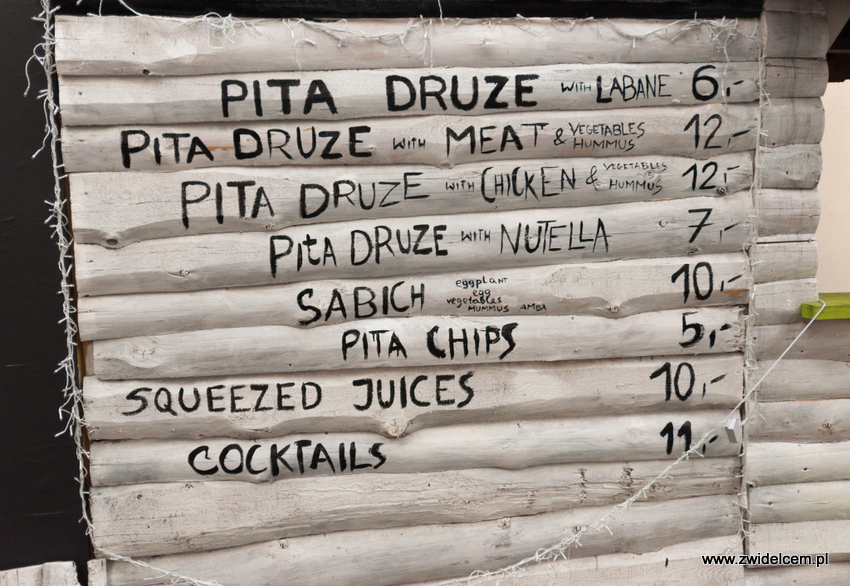 Kraków - Pita Druze - menu