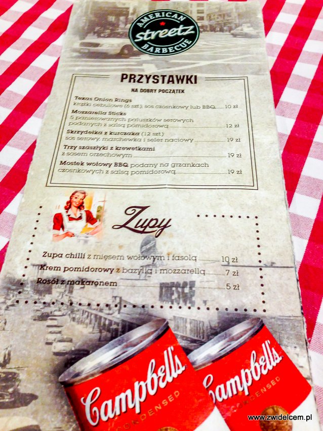 Kraków - American Streetz Barbecue - menu