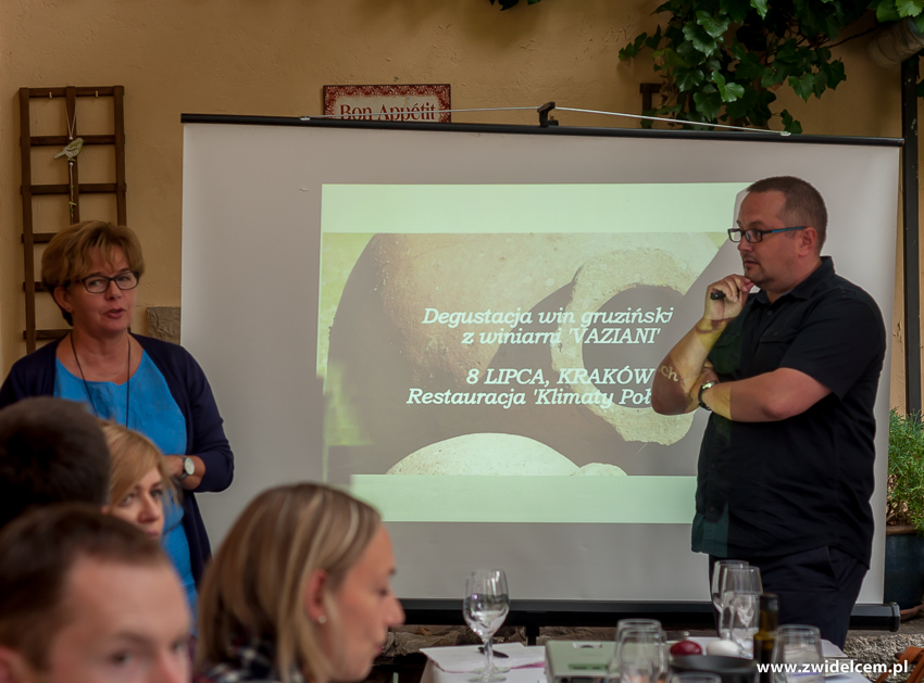 Kraków - Klimaty Południa - degustacja win z winnicy Vaziani - Mariusz Kapczyński, Bożena Czynciel